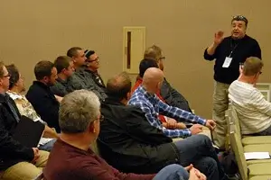 Michael Cesario addresses the room on Friday, Jan. 21.
